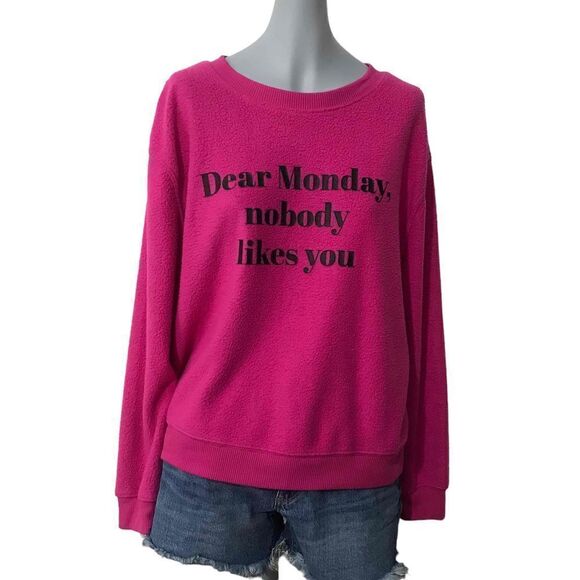 D Dear Monday Nobody Likes You NoBo Pink Sweatshirt size large - Picture 7 of 10